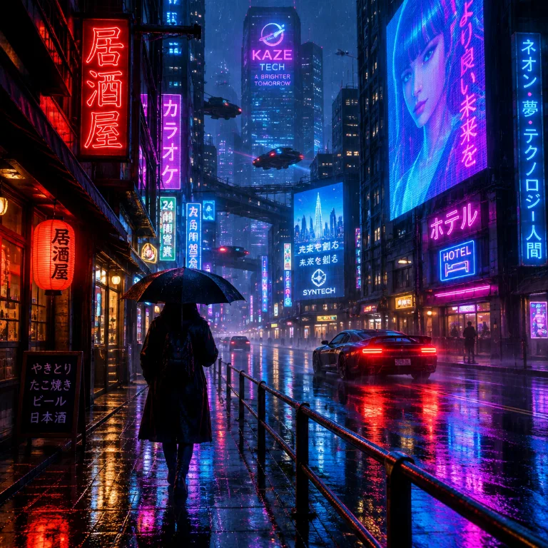 Obraz w stylu Cyberpunk stworzony przez AI