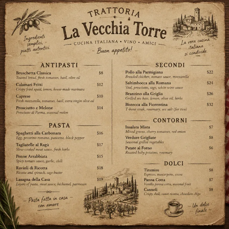 Obraz w stylu Restaurant Menu Design stworzony przez AI