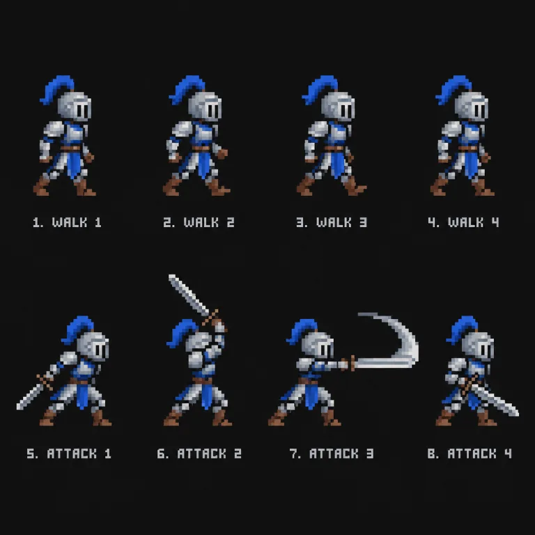 Obraz w stylu Sprite Sheet stworzony przez AI