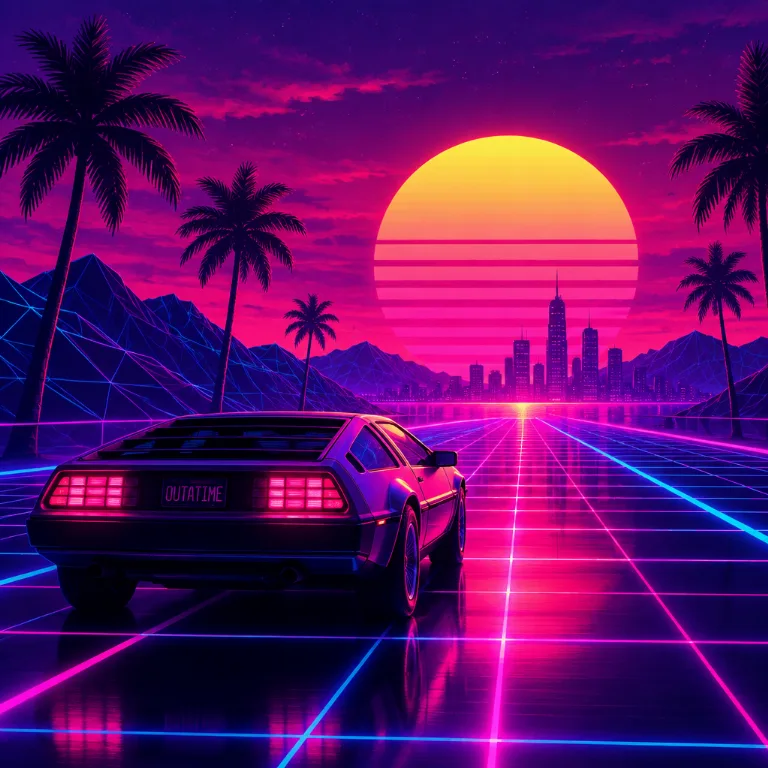 Obraz w stylu Synthwave stworzony przez AI